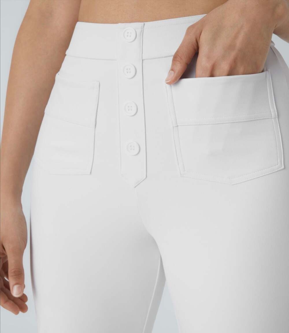 Halara High Waisted Multi Pocket Button Fly Straight Leg Pants #605